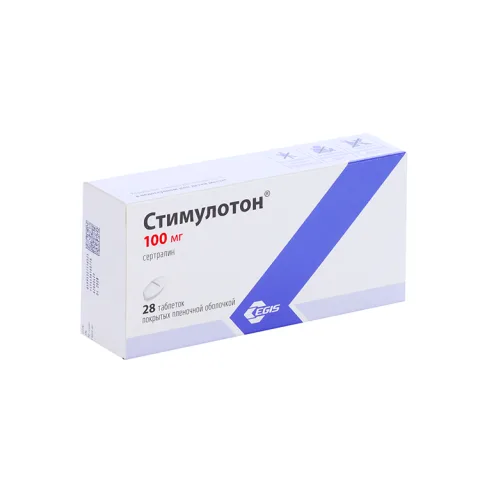 Упаковка: Стимулотон 100 мг, 28 шт, таблетки покрытые оболочкой
