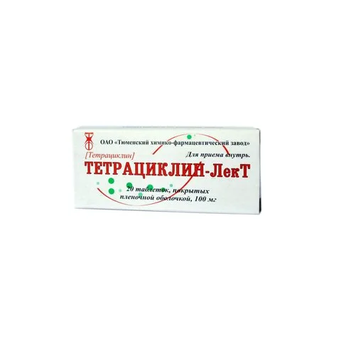 Упаковка: Тетрациклин Лек-Т таб. п/о 100мг №20