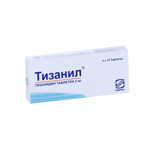 Упаковка: Тизанил 2 мг, 30 шт, таблетки