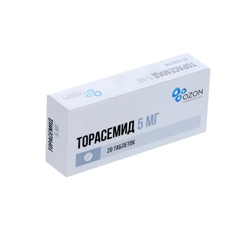 Упаковка: Торасемид 5 мг, 20 шт, таблетки