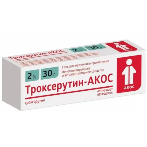 Упаковка: Троксерутин-Акос, гель 2%, 30 г