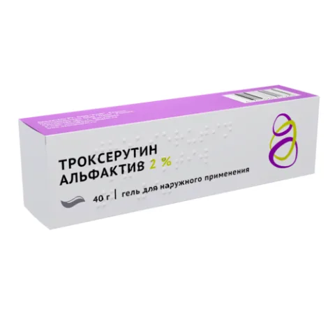 Упаковка: Троксерутин Альфактив 2%, 40 г, гель для наружного применения