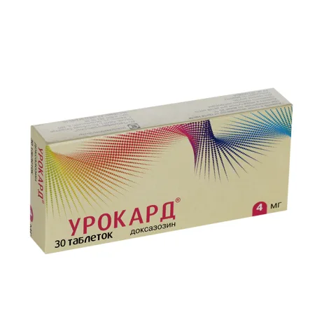 Упаковка: Доксазозин Урокард 4 мг, 30 шт, таблетки