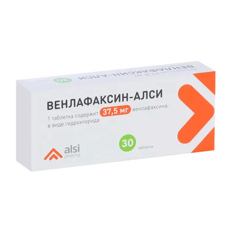 Упаковка: Венлафаксин-Алси 37.5 мг, 30 шт, таблетки