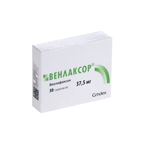 Упаковка: Венлаксор, 37,5 мг, 30 шт, таблетки